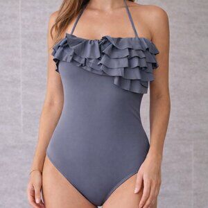 J.Grew Jersey Lomellina Grey One-Piece Swimsuit Size 8 NWT